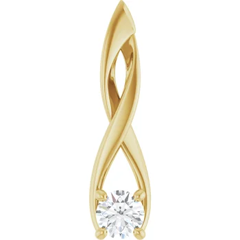 14K Gold Twisted Natural Diamond Pendant