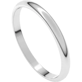 Lightweight 10K White Gold Wedding Ring 2mm