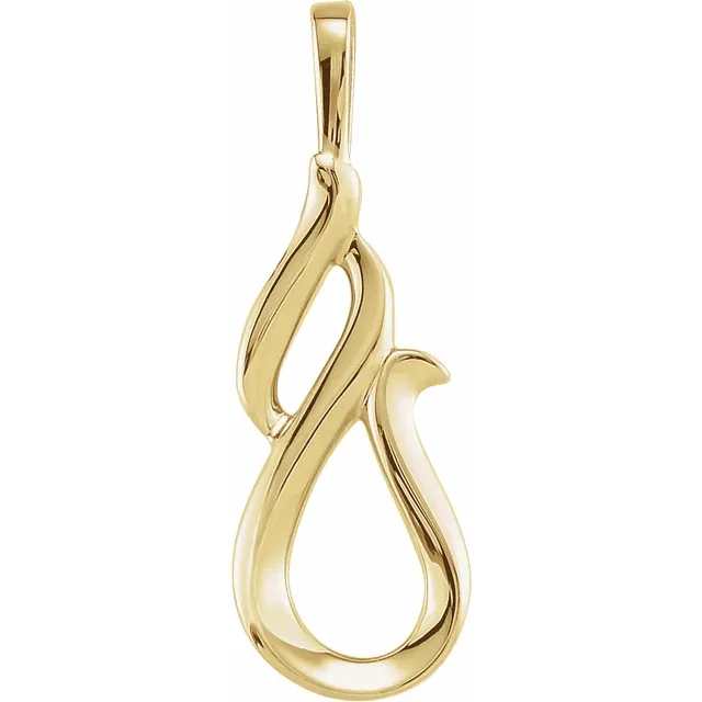 Solid 14K Gold Freeform Shape Pendant