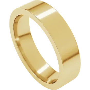 Solid 14K Gold Wedding Ring - Flat 5mm