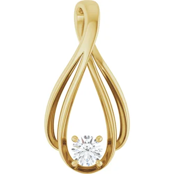 14K Gold Natural Diamond Teardrop Pendant